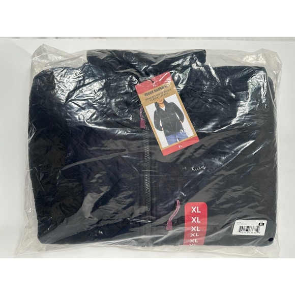 Eddie Bauer Womens Black Quilted Fleece Full Zip Mock Neck Jacket XL - Picture 4 of 4